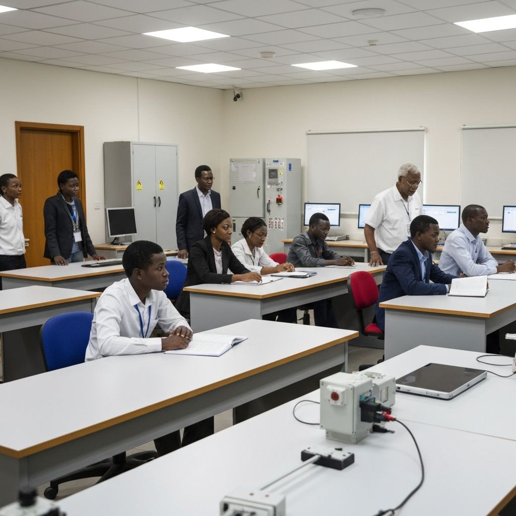Youth innovators collaborating on green energy projects